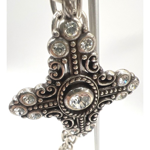Brighton Chunky Cross Necklace Retired Glimmer Crystal Pendant Silver Tone 16" - Picture 7 of 9